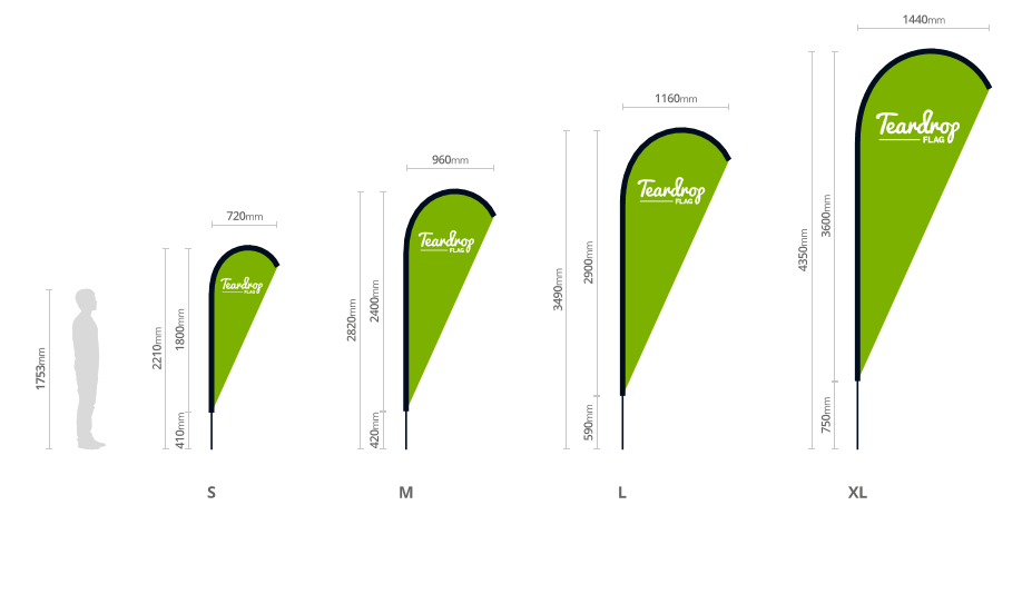 Teardrop Flag Dimensions